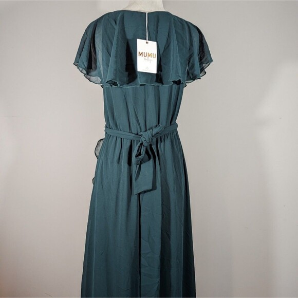 NWT Show Me Your Mumu Dress Women Size M Green Bridesmaid Ruffle High Low Wrap - Picture 4 of 10